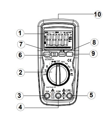 Внешний вид и основные элементы мультиметра CEM DT-932N